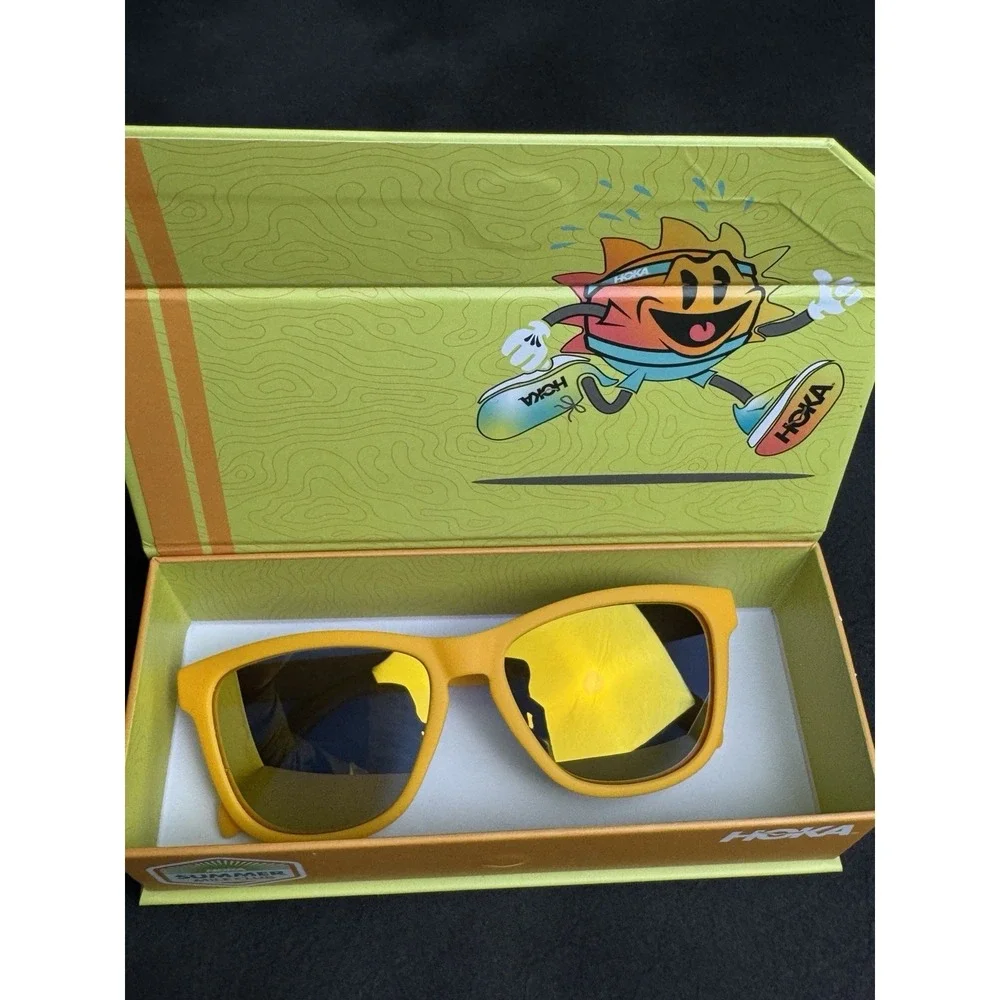 Hoka Classic Sunglasses Yellow Matte Polarized Lenses 400 UV Protection Sport